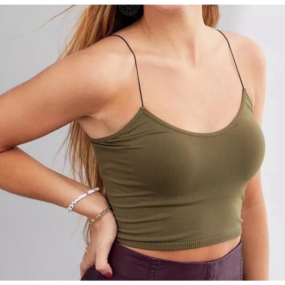 Free people Intimately Skinny Olive Green Strappy Brami Top Size M/L